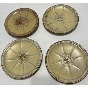 4 FRANKOMA #94G WAGON WHEEL BREAD AND BUTTER PLATES DESERT GOLD